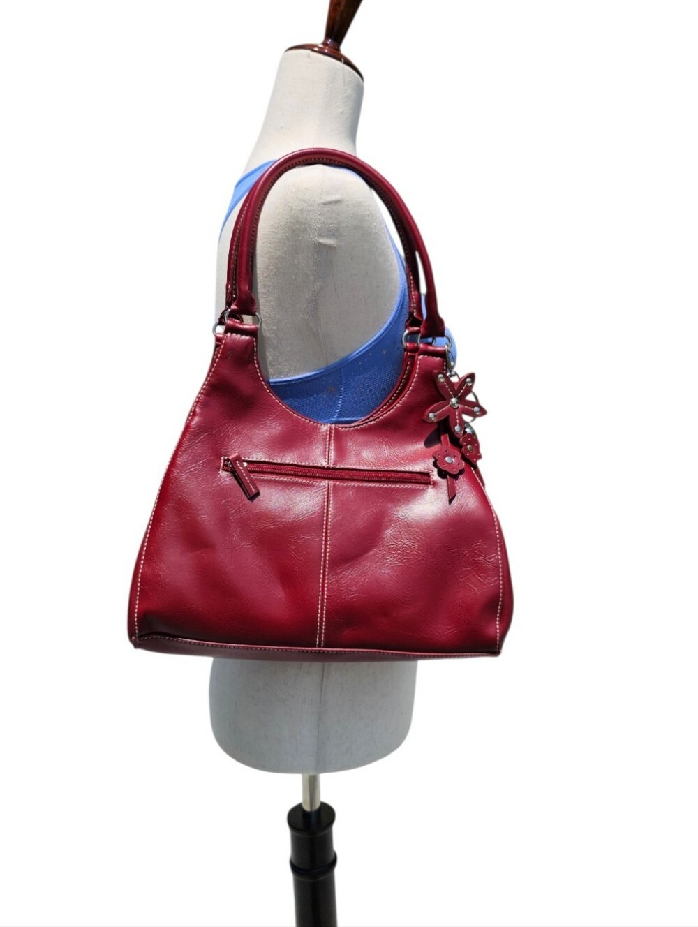 Vintage St. John's Bay Red Faux Leather Hobo Shoulder Bag